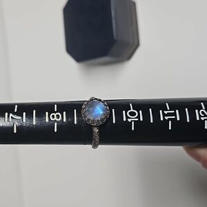 Aged Sterling Silver, Rainbow Moonstone Ring
